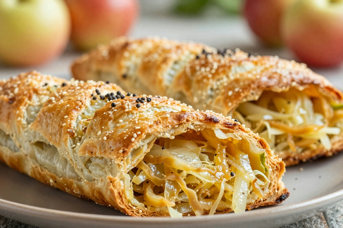 Strudel salato con cappuccio e mela: un antipasto facile che sorprende al primo assaggio